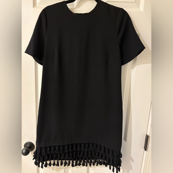 Zara Dresses & Skirts - Zara Black Midi Dress with Fringe Hem Small